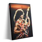 Side angle preview of a premium gallery wrapped canvas print featuring Eddie Van Halen 1982 Diver Down Tour with clean mirrored edges.