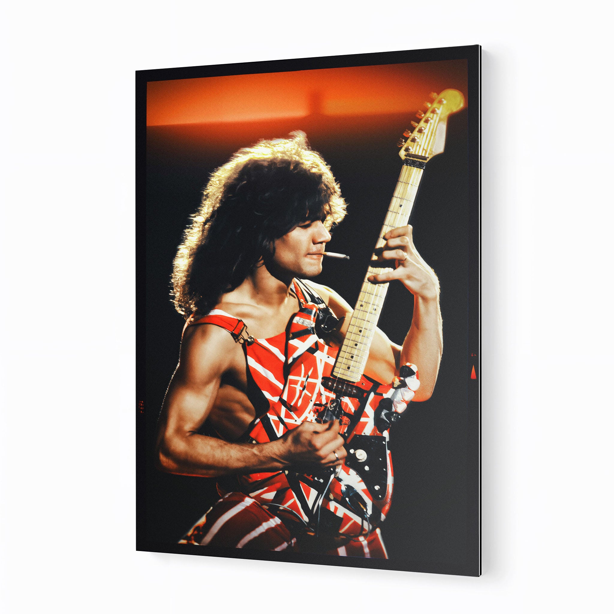 Premium matte metal print of Eddie Van Halen 1982 Diver Down Tour featuring an industrial-grade aluminum panel design.