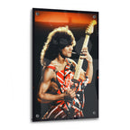Crystalline optical-grade acrylic glass art print of Eddie Van Halen 1982 with polished edges and modern wall mounts.