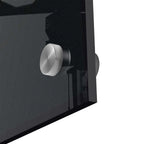 Macro close-up highlighting the brilliant depth effect and architectural stainless steel standoff mount of the acrylic print.