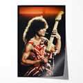 Full front view of the unframed premium matte paper poster print of rock legend Eddie Van Halen at the 1982 Diver Down Tour.