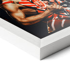 Detailed corner close-up revealing the authentic wood grain and clean joinery of the premium white framed art print.