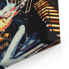Close-up of the archival canvas texture and sharp color print detail on the gallery-wrapped edge.