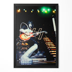 Ace Frehley 1977 KISS Love Gun Tour color concert poster in a premium classic black wooden frame by POSTEREVER.