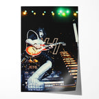 Unframed Ace Frehley The Spaceman 1977 KISS concert poster print at The Forum with his Les Paul and silver moon boots.