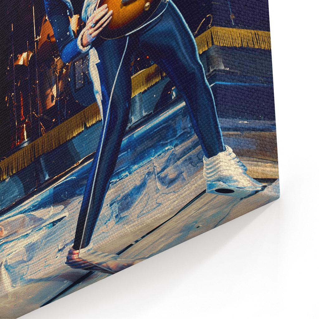 Close-up of the archival canvas texture and sharp color print detail on the gallery-wrapped edge.