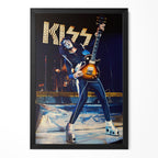 Ace Frehley 1977 KISS Japan Tour color concert poster in a premium classic black wooden frame by POSTEREVER.