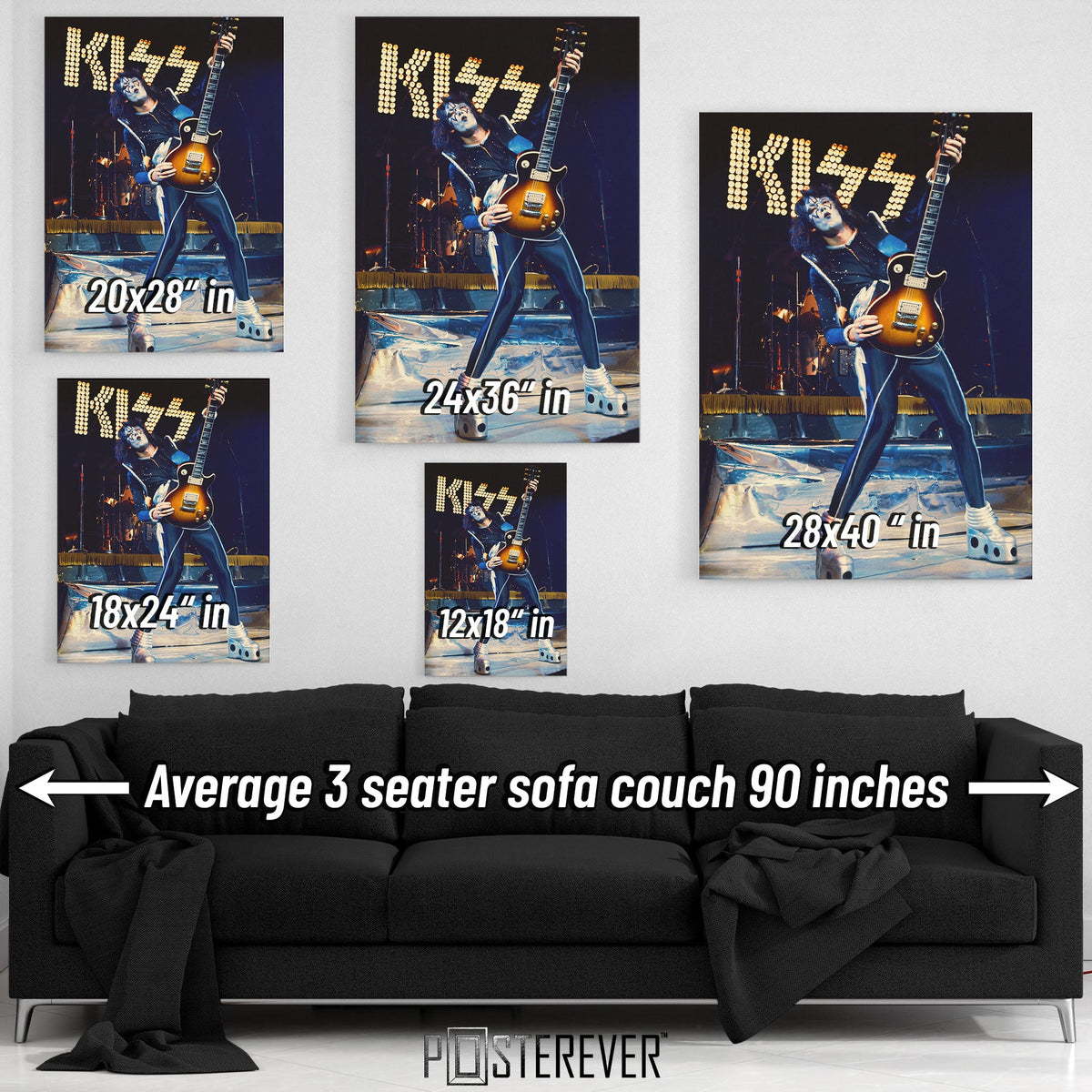 Ace Frehley 'Global Mania' 1977 Japan Tour – KISS Live at Nippon Budokan, Tokyo | Rock & Roll Over Wall Art Print — size guide