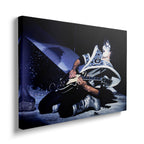 Front view of the heavy-weight color canvas wall art print of Ace Frehley in 1979.