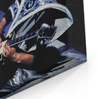 Close-up of the archival canvas texture and sharp color print detail on the gallery-wrapped edge.