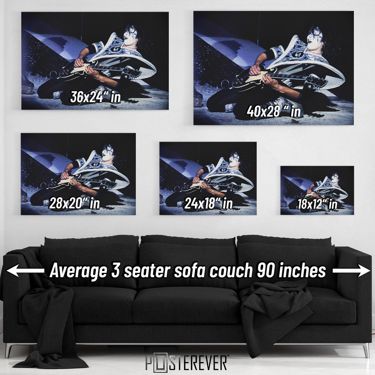 Ace Frehley 'Spaceman' 1979 Dynasty Tour – KISS Live in Lakeland, Florida | Smoking Les Paul Guitar Hero Wall Art Print — size guide