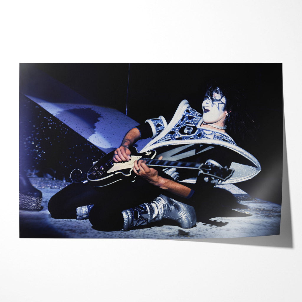 Unframed Ace Frehley The Spaceman 1979 KISS Dynasty Tour concert poster print with smoking Les Paul and silver armour.