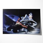 Unframed Ace Frehley The Spaceman 1979 KISS Dynasty Tour concert poster print with smoking Les Paul and silver armour.