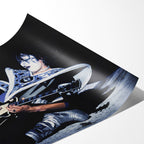 Angled close-up of the unframed premium matte Ace Frehley 1979 KISS Dynasty color poster print.