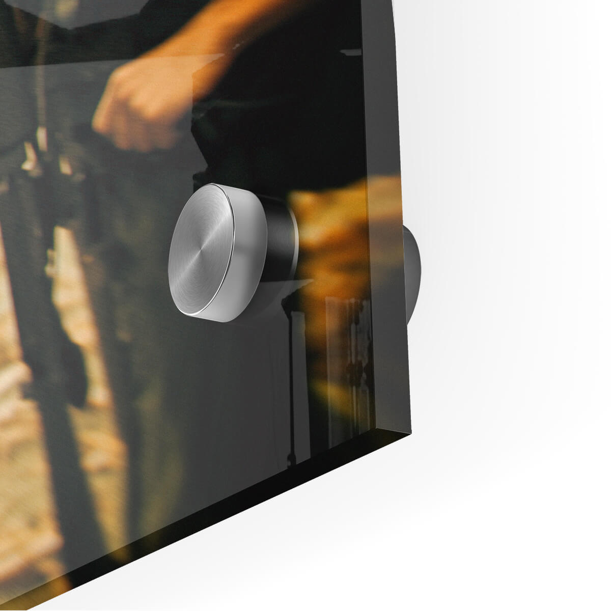 Close-up of the glossy edge and depth of a POSTEREVER acrylic print