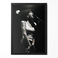Amy Winehouse 2007 Hultsfred Festival black and white live portrait poster in a premium classic black wooden frame by POSTEREVER.