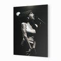Premium black and white metal print of Amy Winehouse live at Hultsfred 2007 on an industrial-grade aluminum panel.