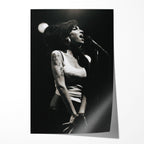 Unframed black and white Amy Winehouse Back to Black era 2007 Hultsfred Festival Sweden concert poster print.