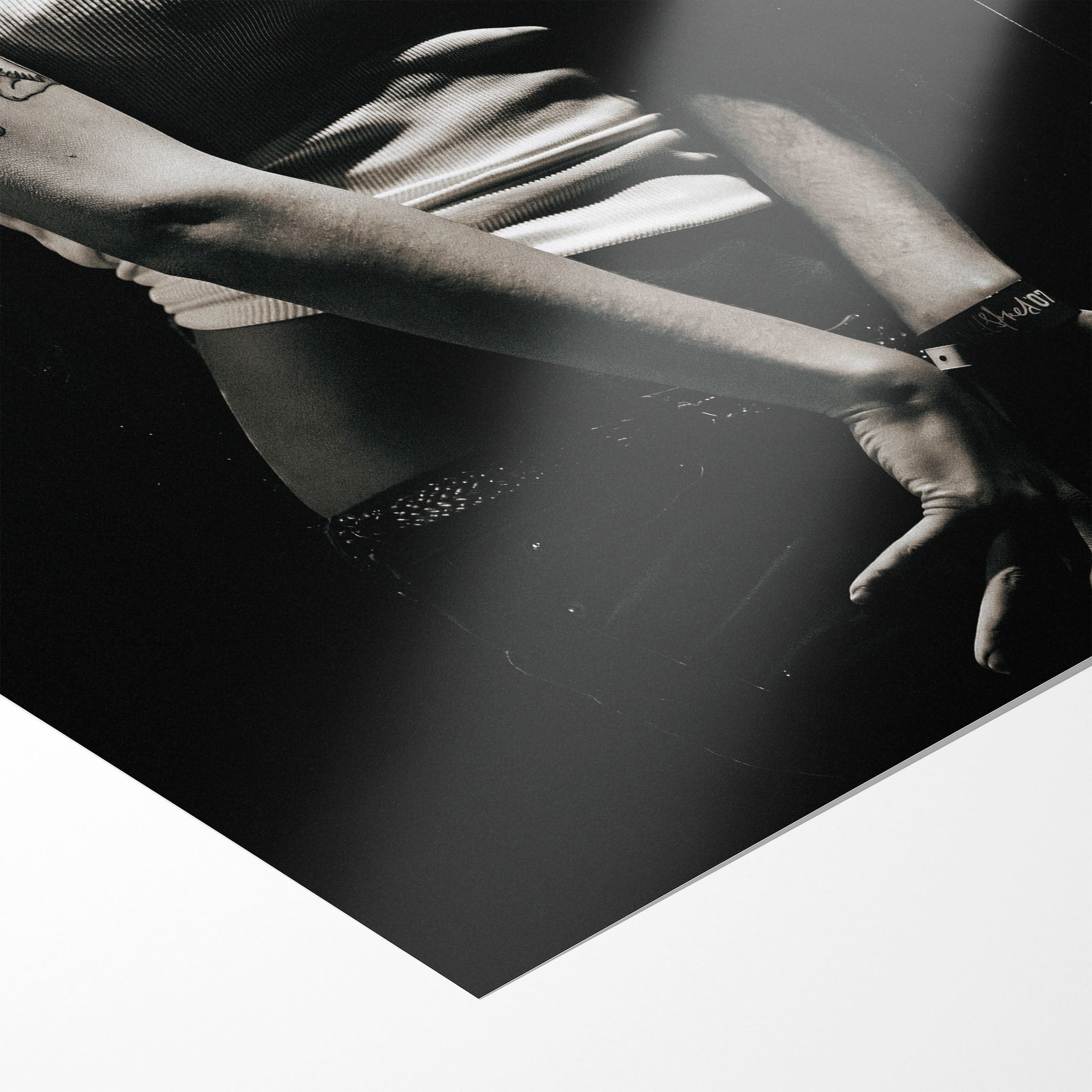 Front close-up showing the deep monochrome contrast and matte finish of the unframed Amy Winehouse black and white art print.