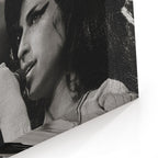Close-up of the archival canvas texture and sharp black and white print detail on the gallery-wrapped edge.