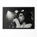 Amy Winehouse 2007 Zurich black and white live concert poster in a premium classic black wooden frame by POSTEREVER.