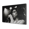 Premium black and white metal print of Amy Winehouse live in Zurich 2007 on an industrial-grade aluminum panel.