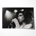 Unframed black and white Amy Winehouse Back to Black era 2007 Zurich Volkshaus concert poster print with her signature beehive and cat-eye.