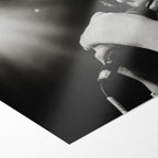Front close-up showing the deep monochrome contrast and matte finish of the unframed Amy Winehouse black and white art print.