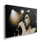 Front view of the heavy-weight color canvas wall art print of Amy Winehouse in 2007.
