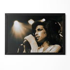 Amy Winehouse 2007 Zurich live concert color poster in a premium classic black wooden frame by POSTEREVER.
