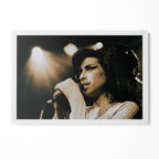 Amy Winehouse 2007 Zurich live color poster in a modern minimalist white wooden frame by POSTEREVER.