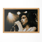 Amy Winehouse 2007 Zurich live color poster in a premium natural oak wood frame by POSTEREVER.