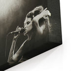 Close-up of the archival canvas texture and sharp black and white print detail on the gallery-wrapped edge.