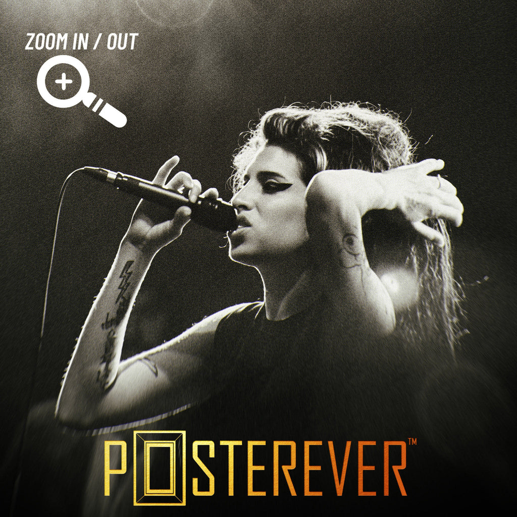Medium zoom highlighting the rich black and white tonal range of the Amy Winehouse Back to Black era fine art print.