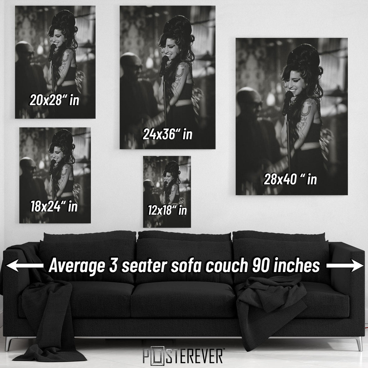 Amy Winehouse 'The Zenith' 2008 Grammy Awards – Live at Riverside Studios, London – Black & White Edition | Soul Icon Wall Art Print — size guide