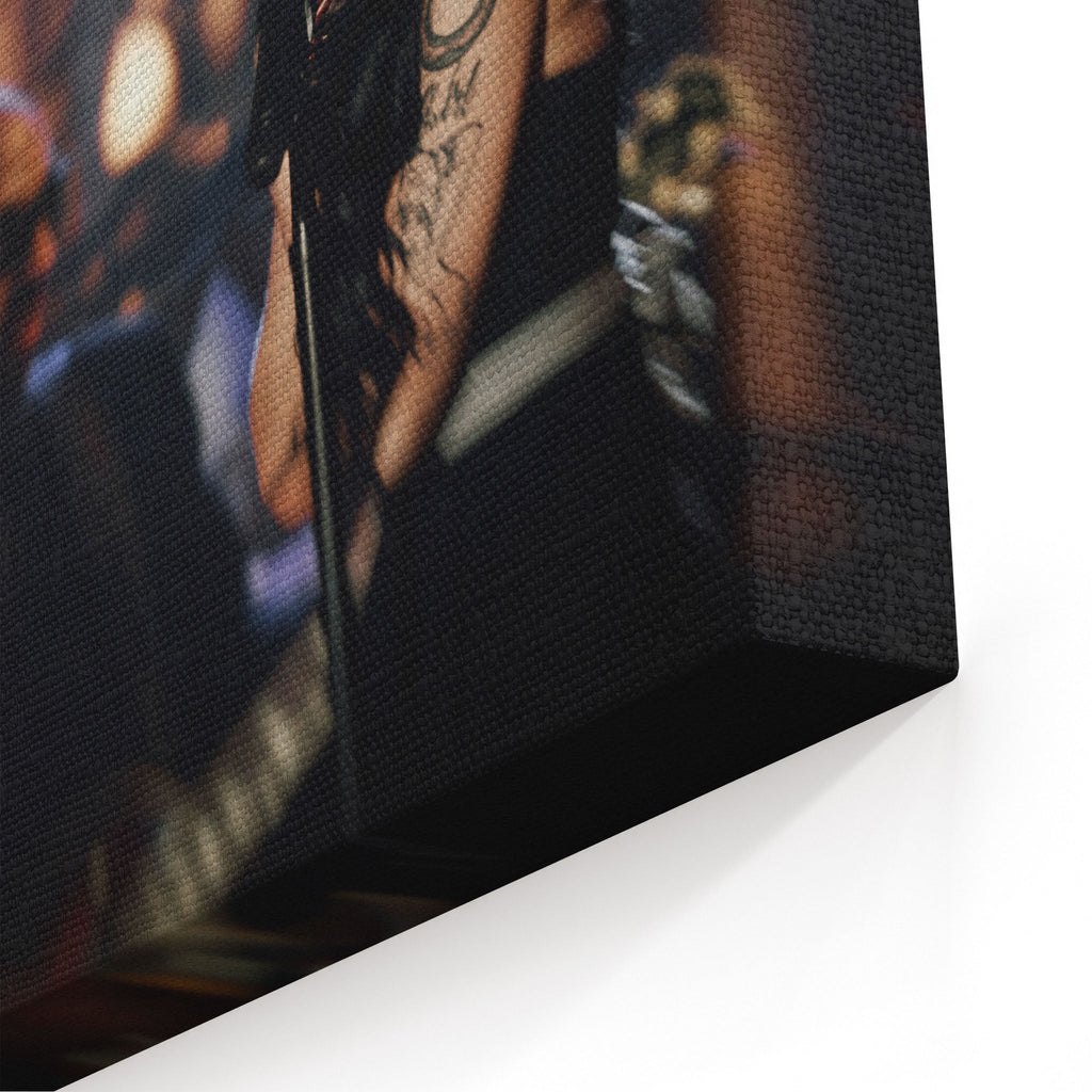 Close-up of the archival canvas texture and sharp color print detail on the gallery-wrapped edge.