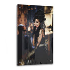 Crystal-clear acrylic glass color art print of Amy Winehouse 2008 Grammys with polished edges.