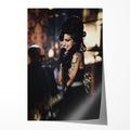 Unframed Amy Winehouse 2008 Grammy Awards Riverside Studios color concert poster print, smiling under warm stage light with her signature beehive.