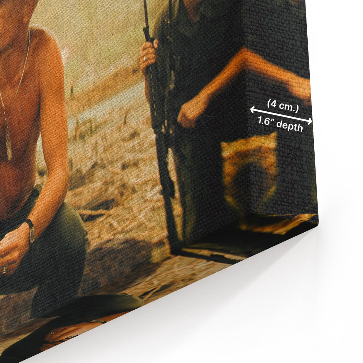 Close-up of the gallery-wrapped canvas edge on a POSTEREVER canvas print