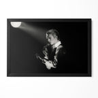 David Bowie 1976 Isolar Tour Thin White Duke black and white profile poster in a premium classic black wooden frame by POSTEREVER.