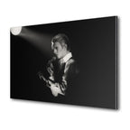 Premium black and white metal print of David Bowie on the 1976 Isolar Tour on an industrial-grade aluminum panel.