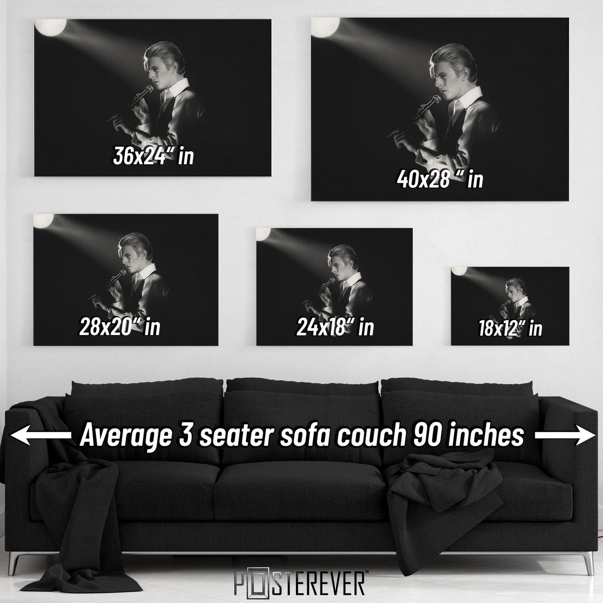 David Bowie 'The Thin White Duke' 1976 Isolar Tour – Profile Portrait – Black & White Edition | Wall Art Print — size guide