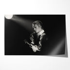 Unframed black and white David Bowie 1976 Isolar Tour profile portrait poster print with dramatic German Expressionist lighting.
