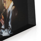 Close-up of the archival canvas texture and sharp colour print detail on the gallery-wrapped edge.