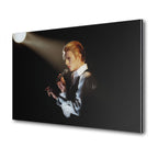 Premium colorized metal print of David Bowie on the 1976 Isolar Tour on an industrial-grade aluminum panel.