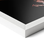 Corner close-up revealing the clean wood grain of the white framed David Bowie 1976 colorized art print.