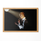 David Bowie 1976 Isolar Tour colorized poster in a premium natural oak wood frame by POSTEREVER.