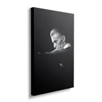 Front view of the heavy-weight black and white canvas wall art print of David Bowie in 1976.