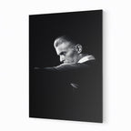 Premium black and white metal print of David Bowie live at Rotterdam Ahoy 1976 on an industrial-grade aluminum panel.