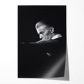 Unframed black and white David Bowie Station to Station 1976 Rotterdam Ahoy concert poster print of the Thin White Duke in profile.